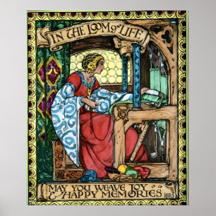 Poster Ilustração Vintage da Tecelagem da Vida Artes e