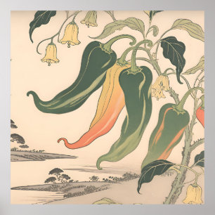 Poster Ilustração Vintage de Pimenta