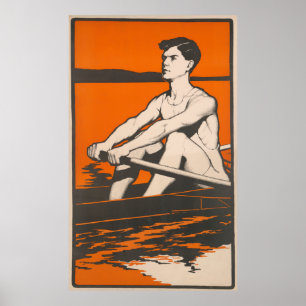 Poster Ilustração Vintage de um Atleta da Tripulação (190