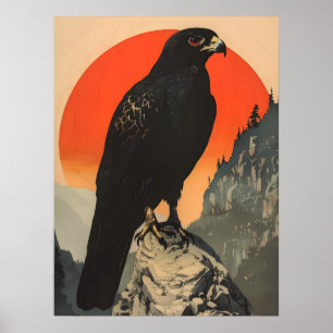 Poster Ilustração Vintage do Falcão Negro