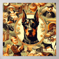 Ilustração Vintage Doberman