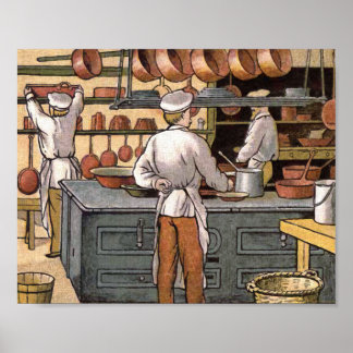 Póster Ilustração Vintage French Kitchen
