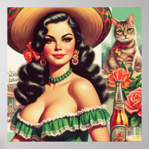 Poster Ilustração Vintage Latina