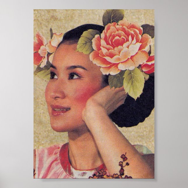 Poster Ilustração Vintage Mulher Chinesa (Frente)