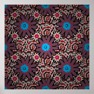 Poster Ilustração Vintage. Púrpura étnica folclórica, ver