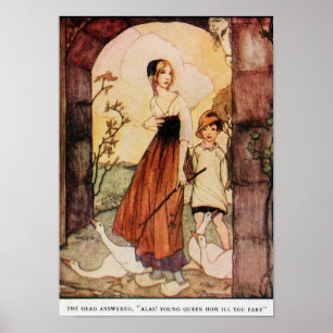 Poster Ilustração Vintage Rie Cramer Conto de Fadas Grimm