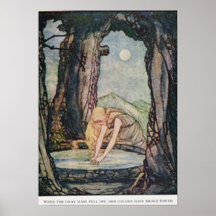 Poster Ilustração Vintage Rie Cramer Conto de Fadas Grimm
