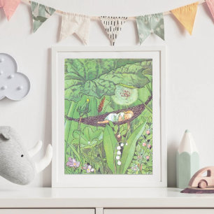 Poster Ilustração Vintage Thumbelina por Elsa Beskow