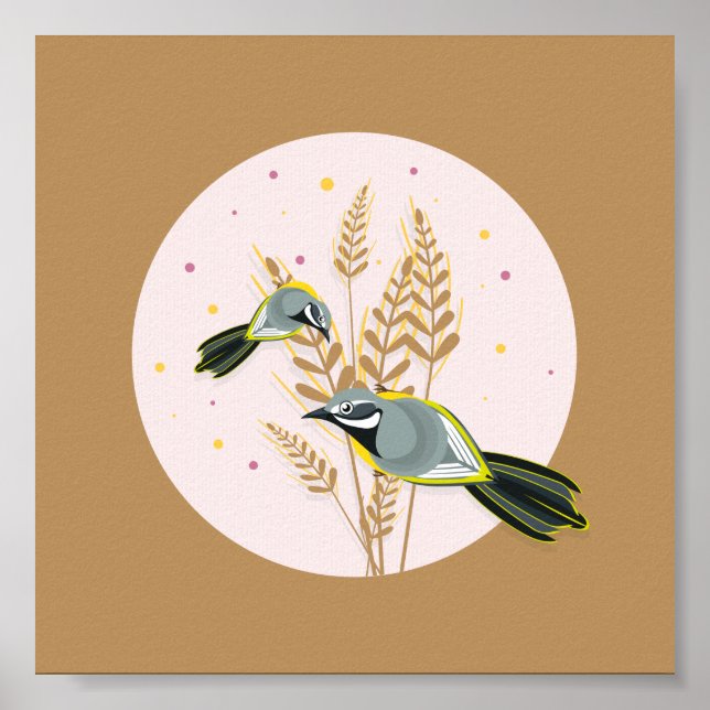 Poster Ilustração Wagtail de cinzas (Frente)