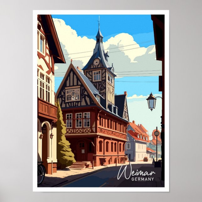 Poster Ilustração Weimar Germany Viagem Vintage (Frente)