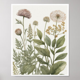 Poster ilustrações botânicas intrincam textura de padrões