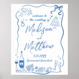 Poster Ilustrações Caprichosas Desenhadas à Mão Casamento