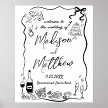 Ilustrações Caprichosas Desenhadas à Mão Casamento