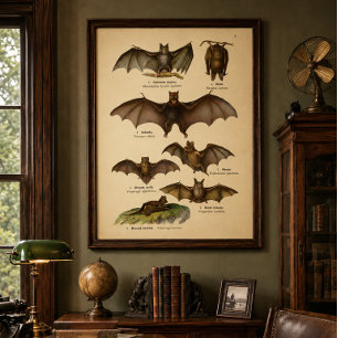 Poster Ilustrações de Morcegos Vintage