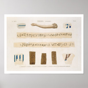 Póster Ilustrações dos Hieroglyphics e o braço de uma 