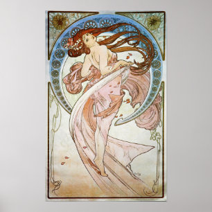 Poster ilustrado floral de Nouveau da arte do