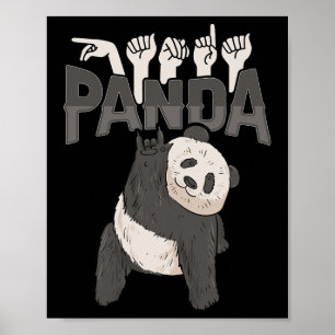 Poster ILY Panda ASL Gesto de Mão surdo surdo perda de au