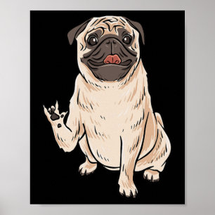 Poster ILY PUG CÃO Gestual de Mão ASL Surdo Perda Auditiv