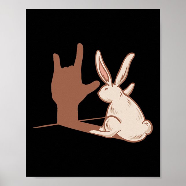 Poster Ily Rabbit Asl Hand Gesture Deaf Hearing Loss Awar (Frente)