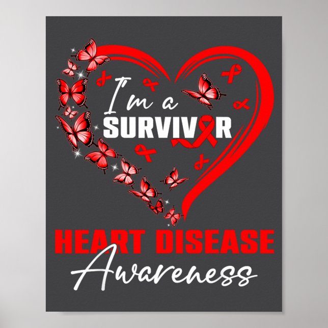 Poster I'm A Survivor Heart Disease Awareness Red Butterf (Frente)