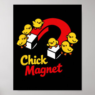 Poster Ímã de Frango da Páscoa Piada Engraçada de Galinha