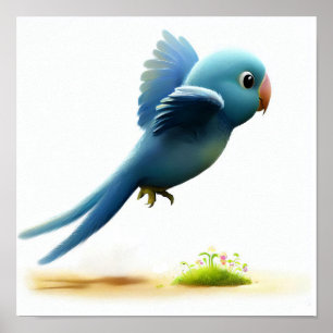 Poster Imagem a cores d'água de um papagaio azul