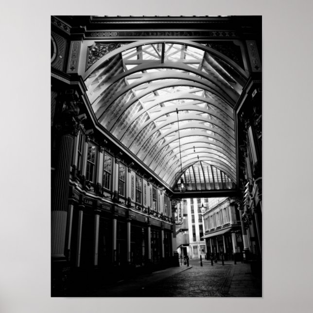 Poster Imagem a preto e branco da Leadenhall Market Londo (Frente)