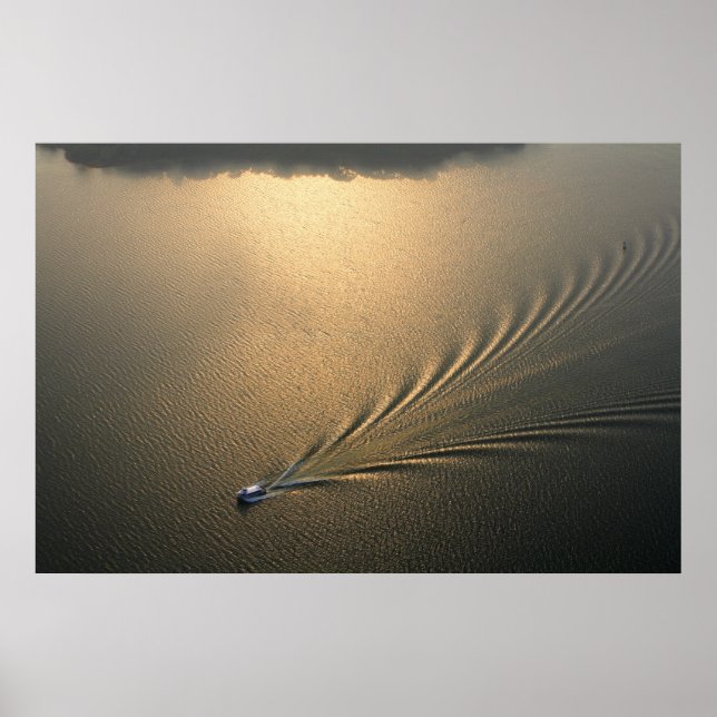 Póster imagem aérea de barco no Lago Gatun Panamá (Frente)