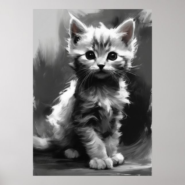 Poster Imagem Ai, Esboço De Carvão. Gatinho Gato (Frente)