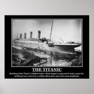 Póster Imagem Antiga de 1909 da Construção do Titanic
