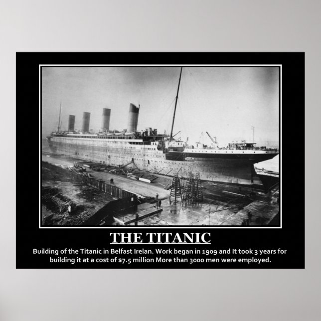 Póster Imagem Antiga de 1909 da Construção do Titanic (Frente)