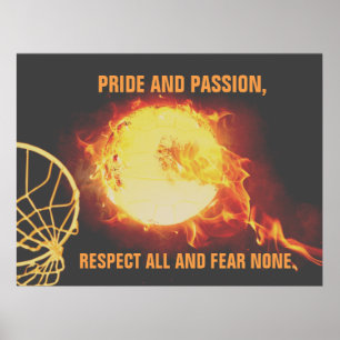 Poster Imagem ardente da bola com slogan do Netball