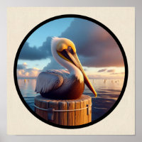 Imagem circular 3D de um lindo Pelicano castanho