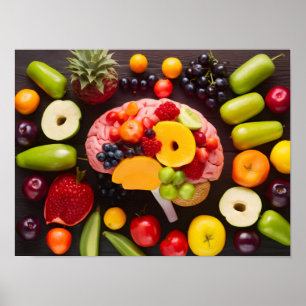 Poster Imagem conceitual do Cérebro e Frutas