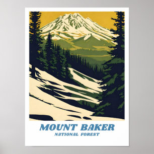 Poster Imagem da Floresta Nacional de Monte Baker - Retro