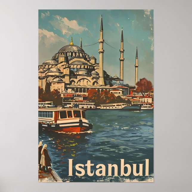 Poster Imagem da Mesquita Azul de Istambul (Frente)
