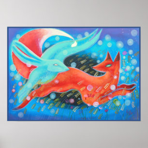 Poster Imagem da raposa dos animais, do A e de um Hare.