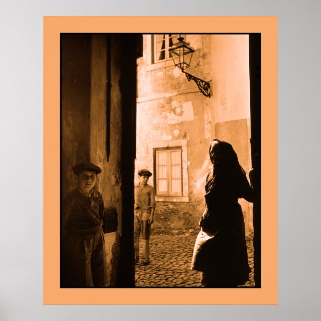 Póster Imagem da rua Vintage em Alfama (Frente)