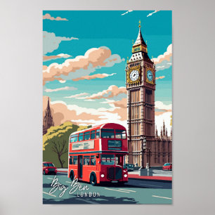 Poster Imagem da viagens vintage de Arte Big Ben London