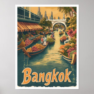 Poster Imagem da Viagens vintage de Arte de Bangkok na Ta