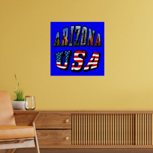 Póster Imagem de arizona e Texto de Sinalizador EUA
