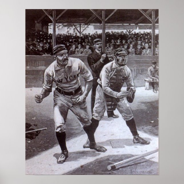 Póster Imagem de baseball em preto e branco (Frente)