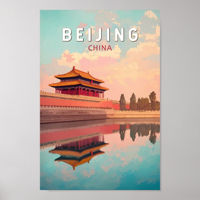 Poster Imagem de Beijing China - Viagem Art Vintage (Frente)