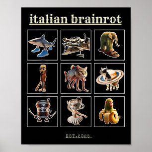 Poster Imagem de Brainrot Itália Meme Gen Z Funny Humo