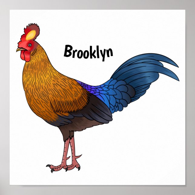 Poster Imagem de desenho animado de aves de junglefowl no (Frente)