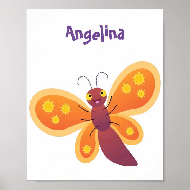 Poster Imagem de desenho animado de borboleta laranja fel (Frente)