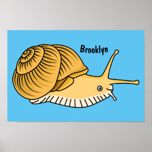 Poster Imagem de desenho animado de caracol amarelo-bonit