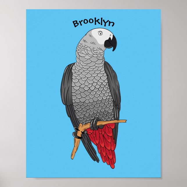 Poster Imagem de desenho animado de cinza africana (Frente)