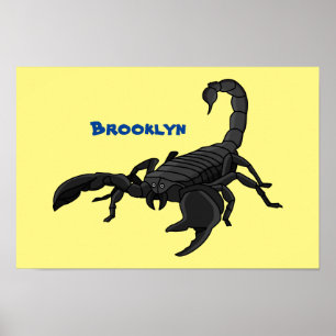 Poster Imagem de desenho animado de escorpião preto