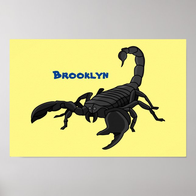 Poster Imagem de desenho animado de escorpião preto (Frente)